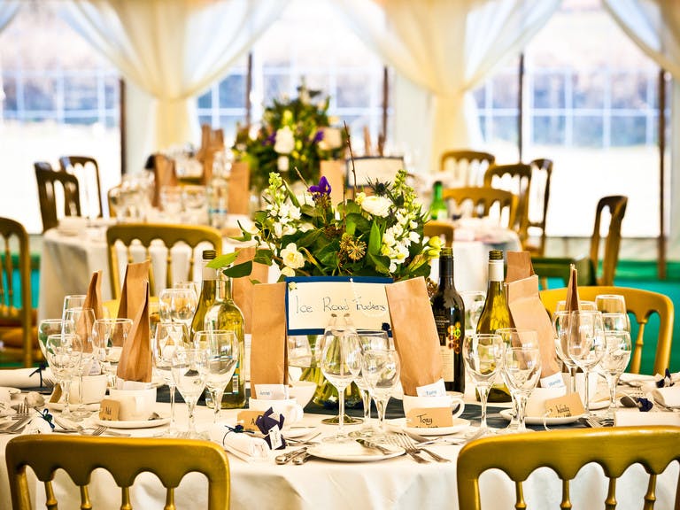 Wedding table, chairs and glassware hired from Western Event Hire